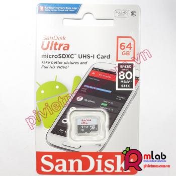 Thẻ nhớ Micro SD 64G class 10 SanDisk Ultra (80MB/s, FULL HD VIDEO)